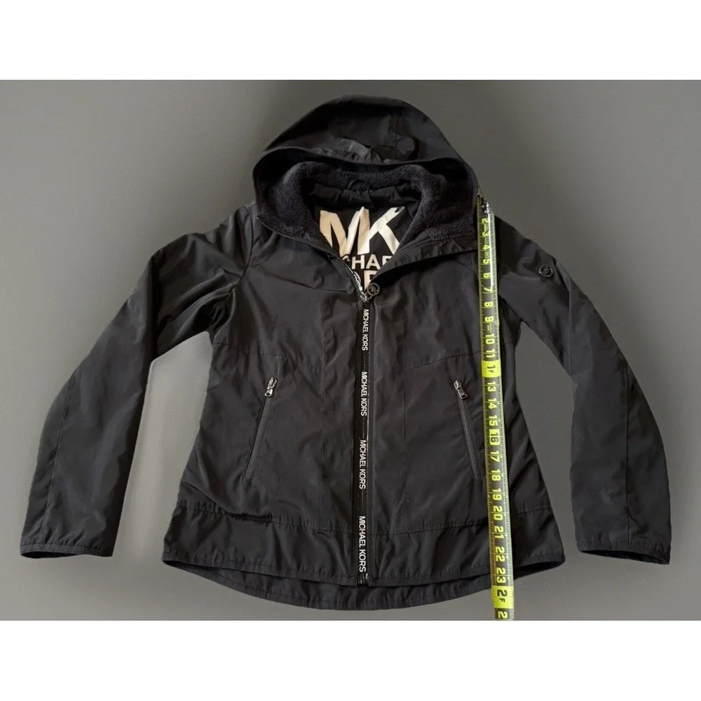 Michael Kors Missy Faux Shearling Lined Jacket Black Womens Size S‎